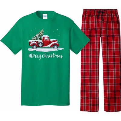 Vintage Merry Christmas Red Truck Old Fashioned Christmas Pajama Set