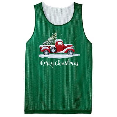 Vintage Merry Christmas Red Truck Old Fashioned Christmas Mesh Reversible Basketball Jersey Tank