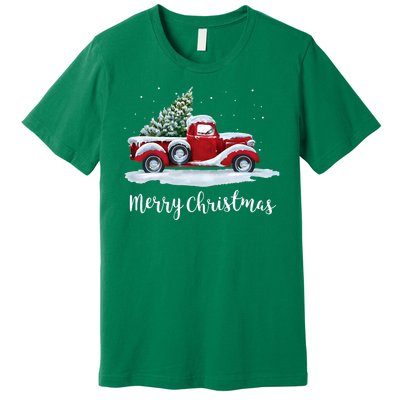 Vintage Merry Christmas Red Truck Old Fashioned Christmas Premium T-Shirt