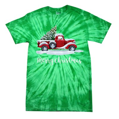 Vintage Merry Christmas Red Truck Old Fashioned Christmas Tie-Dye T-Shirt