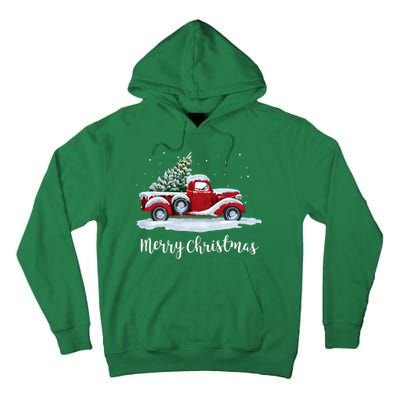 Vintage Merry Christmas Red Truck Old Fashioned Christmas Tall Hoodie