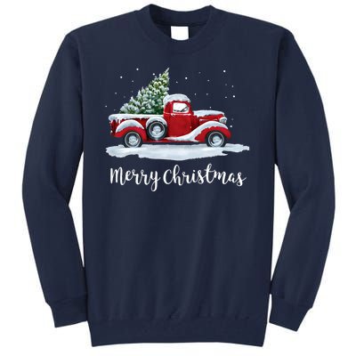 Vintage Merry Christmas Red Truck Old Fashioned Christmas Tall Sweatshirt