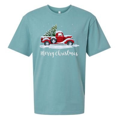 Vintage Merry Christmas Red Truck Old Fashioned Christmas Sueded Cloud Jersey T-Shirt