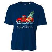 Vintage Merry Christmas Red Truck Old Fashioned Christmas Cooling Performance Crew T-Shirt