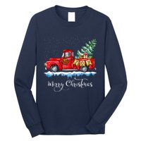 Vintage Merry Christmas Red Truck Old Fashioned Christmas Long Sleeve Shirt