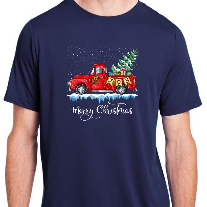 Vintage Merry Christmas Red Truck Old Fashioned Christmas Adult ChromaSoft Performance T-Shirt