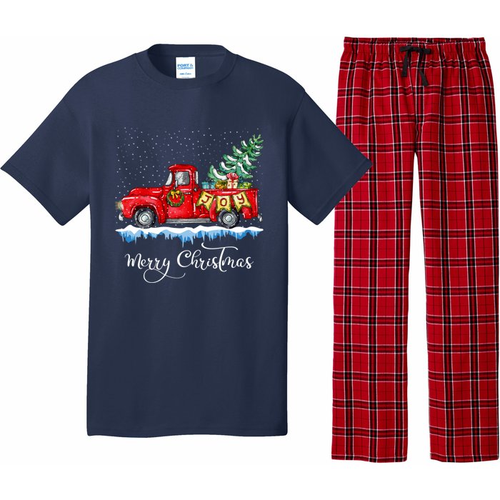 Vintage Merry Christmas Red Truck Old Fashioned Christmas Pajama Set