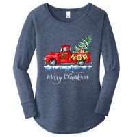 Vintage Merry Christmas Red Truck Old Fashioned Christmas Women's Perfect Tri Tunic Long Sleeve Shirt