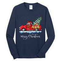 Vintage Merry Christmas Red Truck Old Fashioned Christmas Tall Long Sleeve T-Shirt