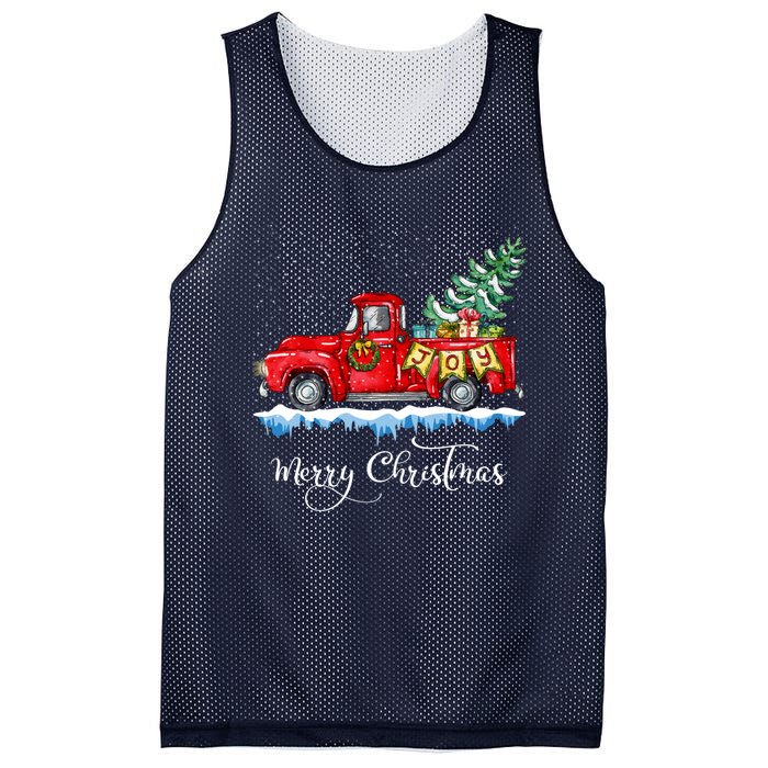 Vintage Merry Christmas Red Truck Old Fashioned Christmas Mesh Reversible Basketball Jersey Tank