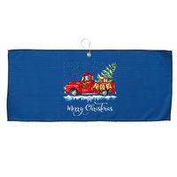 Vintage Merry Christmas Red Truck Old Fashioned Christmas Large Microfiber Waffle Golf Towel