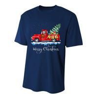 Vintage Merry Christmas Red Truck Old Fashioned Christmas Performance Sprint T-Shirt