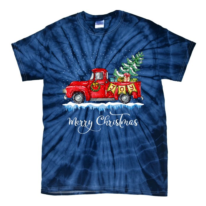 Vintage Merry Christmas Red Truck Old Fashioned Christmas Tie-Dye T-Shirt