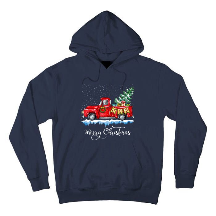 Vintage Merry Christmas Red Truck Old Fashioned Christmas Tall Hoodie