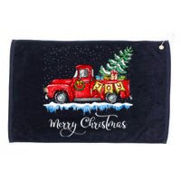 Vintage Merry Christmas Red Truck Old Fashioned Christmas Grommeted Golf Towel