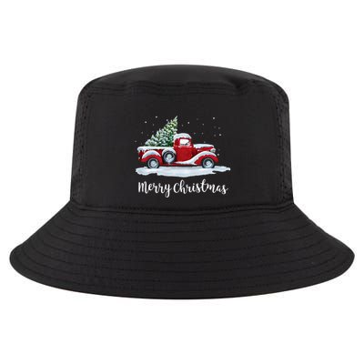 Vintage Merry Christmas Red Truck Old Fashioned Christmas Cool Comfort Performance Bucket Hat