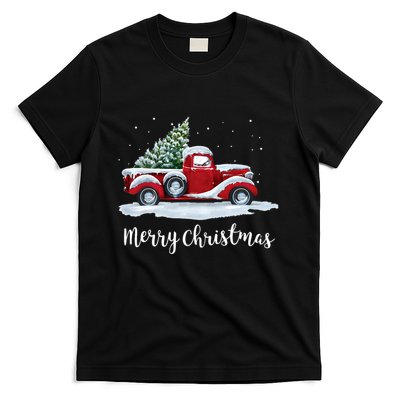 Vintage Merry Christmas Red Truck Old Fashioned Christmas T-Shirt