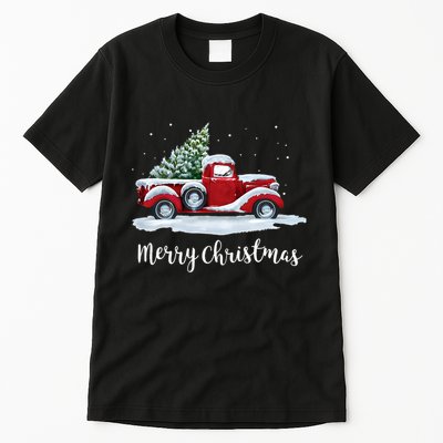 Vintage Merry Christmas Red Truck Old Fashioned Christmas Tall T-Shirt