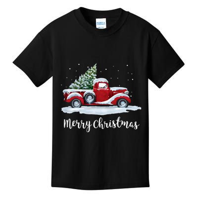 Vintage Merry Christmas Red Truck Old Fashioned Christmas Kids T-Shirt