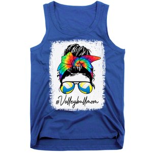 Volleyball Mom Cool Gift Tie Dye Messy Bun Volleyball Mom Funny Gift Tank Top