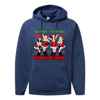 Very Merry Christmas Bitch Funny Girls Iconic Holiday Season Dancing Performance Fleece Hoodie