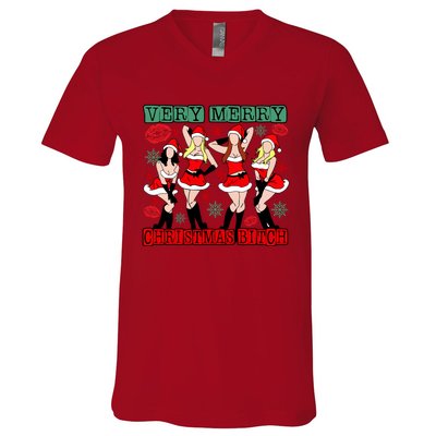 Very Merry Christmas Bitch Funny Girls Iconic Holiday Season Dancing V-Neck T-Shirt