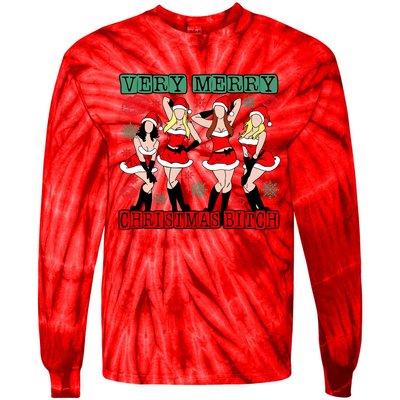 Very Merry Christmas Bitch Funny Girls Iconic Holiday Season Dancing Tie-Dye Long Sleeve Shirt