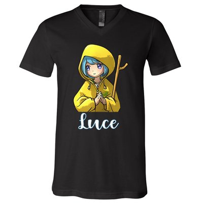 VaticanS Mascot Character Cute Anime Girl Luce V-Neck T-Shirt