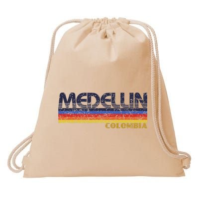 Vintage Medellin Colombia Retro Design Drawstring Bag