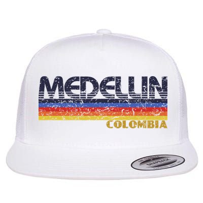 Vintage Medellin Colombia Retro Design Flat Bill Trucker Hat