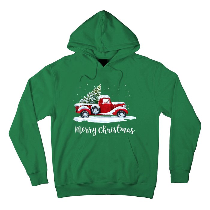 Vintage Merry Christmas Red Truck Old Fashioned Xmas Gift Hoodie