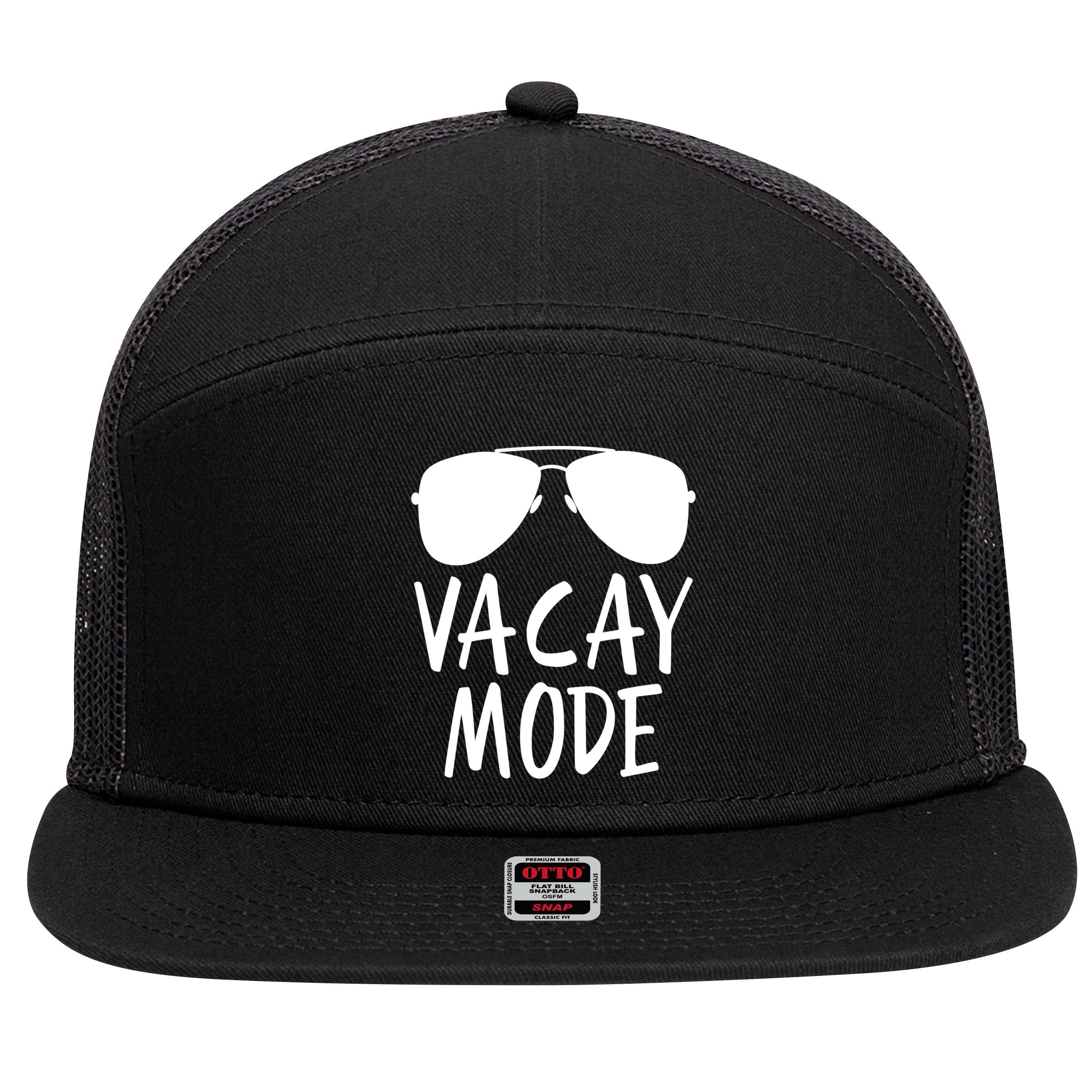 Vacay Mode Cute Vacation Summer Gift 7 Panel Mesh Trucker Snapback Hat
