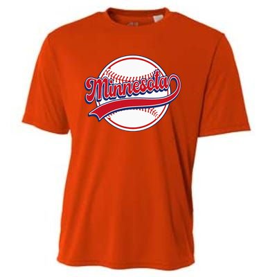 Vintage Minnesota Cityscape Baseball Lover Player And Fans Cooling Performance Crew T-Shirt