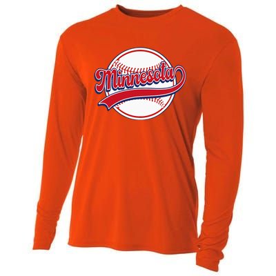 Vintage Minnesota Cityscape Baseball Lover Player And Fans Cooling Performance Long Sleeve Crew