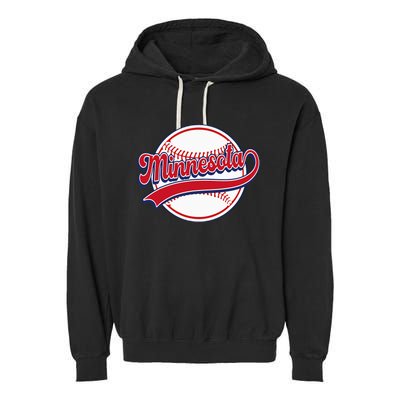 Vintage Minnesota Cityscape Baseball Lover Player And Fans Garment-Dyed Fleece Hoodie