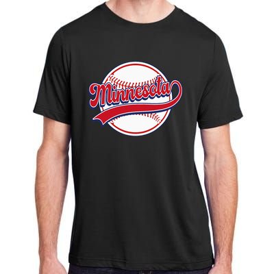 Vintage Minnesota Cityscape Baseball Lover Player And Fans Adult ChromaSoft Performance T-Shirt