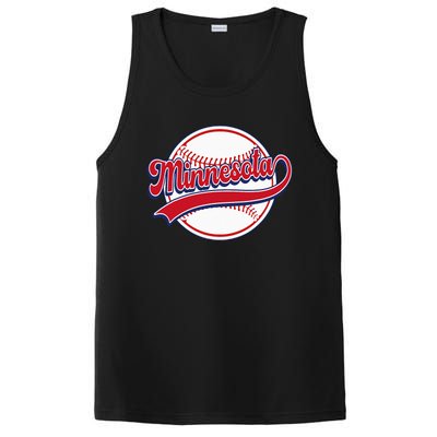 Vintage Minnesota Cityscape Baseball Lover Player And Fans PosiCharge Competitor Tank