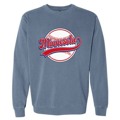 Vintage Minnesota Cityscape Baseball Lover Player And Fans Garment-Dyed Sweatshirt