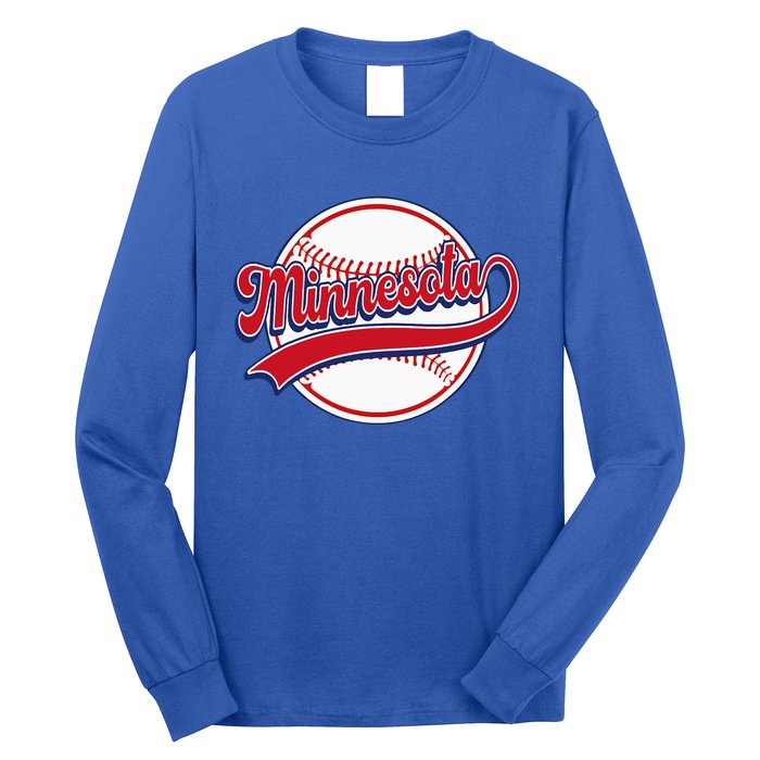 Vintage Minnesota Cityscape Baseball Lover Player And Fans Long Sleeve Shirt