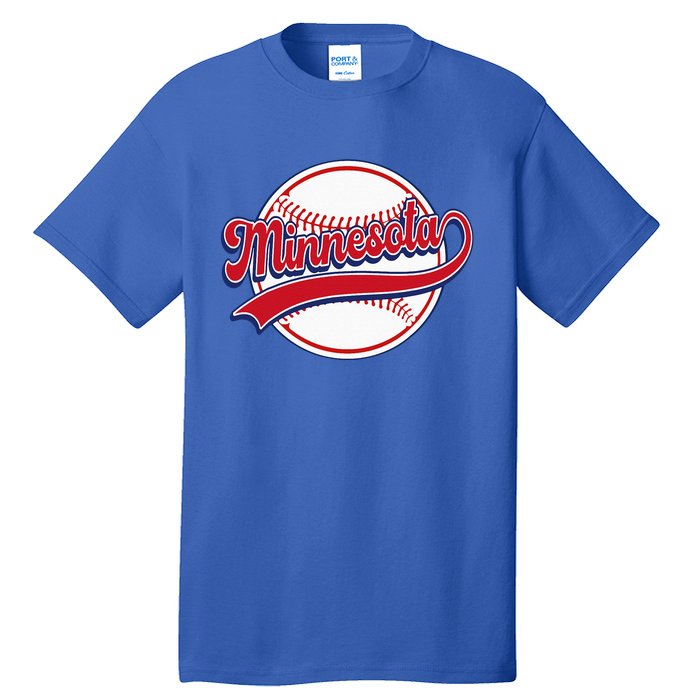 Vintage Minnesota Cityscape Baseball Lover Player And Fans Tall T-Shirt