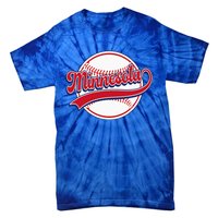 Vintage Minnesota Cityscape Baseball Lover Player And Fans Tie-Dye T-Shirt