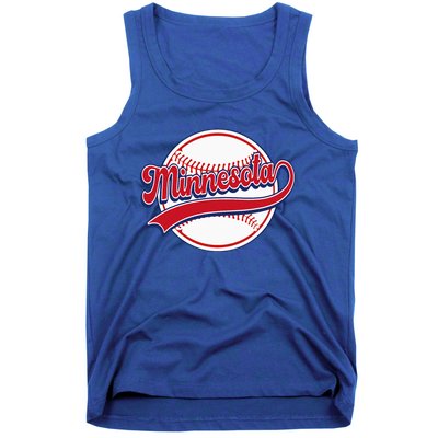 Vintage Minnesota Cityscape Baseball Lover Player And Fans Tank Top