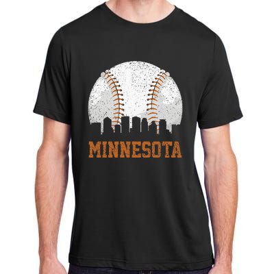 Vintage Minnesota Cityscape Baseball Lover Player And Fans Adult ChromaSoft Performance T-Shirt