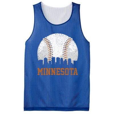 Vintage Minnesota Cityscape Baseball Lover Player And Fans Mesh Reversible Basketball Jersey Tank