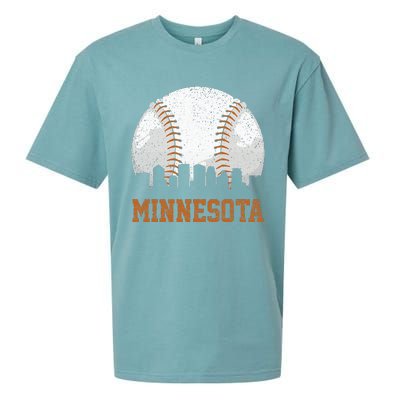 Vintage Minnesota Cityscape Baseball Lover Player And Fans Sueded Cloud Jersey T-Shirt