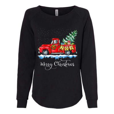 Vintage Merry Christmas Red Truck Old Fashioned Christmas Womens California Wash Sweatshirt