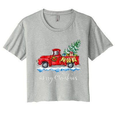 Vintage Merry Christmas Red Truck Old Fashioned Christmas Women's Crop Top Tee