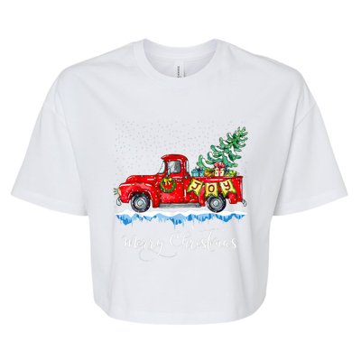 Vintage Merry Christmas Red Truck Old Fashioned Christmas Bella+Canvas Jersey Crop Tee