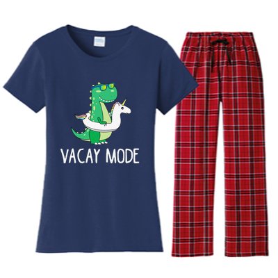 Vacay Mode Cute Dinosaur Funny Family Vacation Gift Women's Flannel Pajama Set