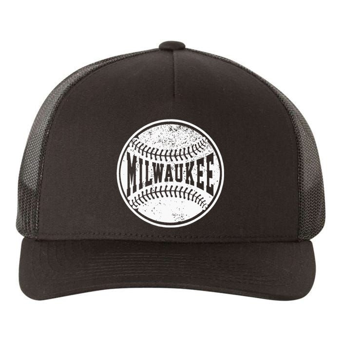 Vintage Milwaukee Cityscape Baseball Lover Player And Fans Yupoong Adult 5-Panel Trucker Hat